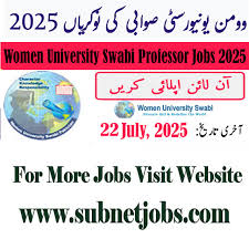 Women University Swabi Jobs 2025 Online Apply